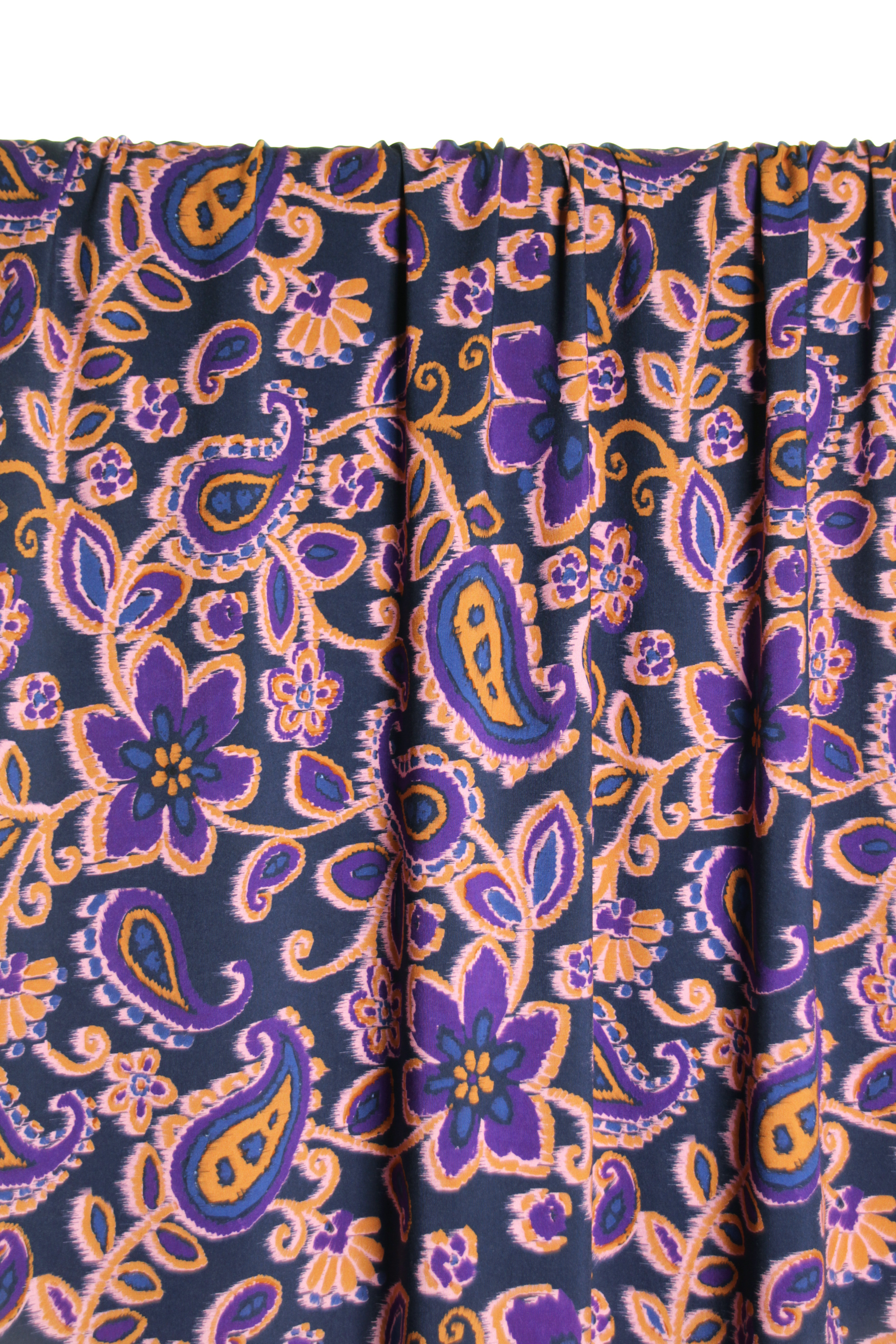 Viscose blauw met paisley print - Atelier Jupe